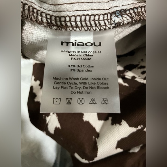 NWT MIAOU x Revolve| SZ M | Brown White Print High Rise Straight Leg Jeans Pants - Picture 11 of 11